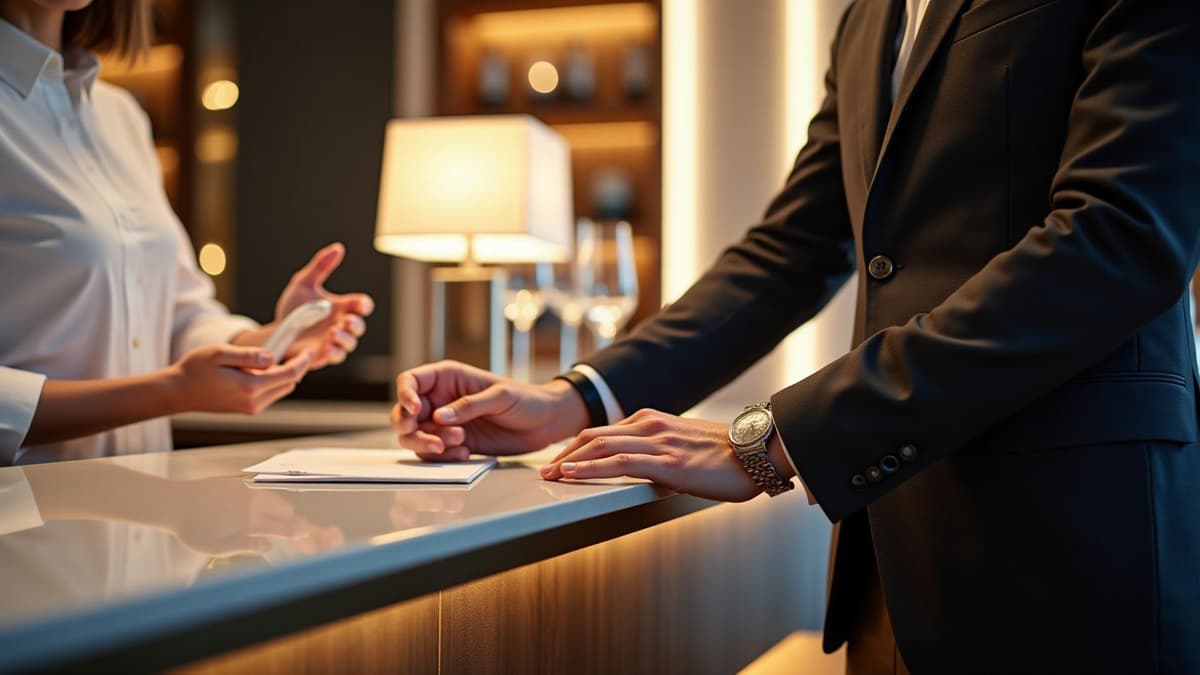 Gast bezahlt bargeldlos mit RFID-Armband im Hotel